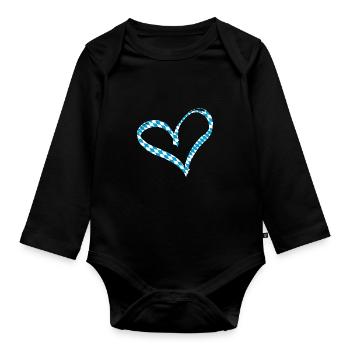 heart in Bavaria design - Organic Longsleeve Baby Bodysuit - black - Front