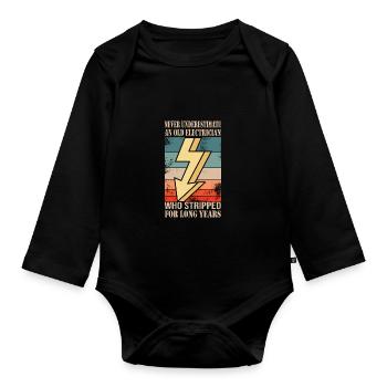 Electrician - Organic Longsleeve Baby Bodysuit - black - Front
