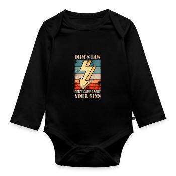 Electrician - Organic Longsleeve Baby Bodysuit - black - Front