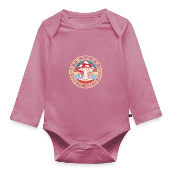 Mushroom picking - Organic Longsleeve Baby Bodysuit - mauve - Front
