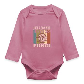 Mushroom picking - Organic Longsleeve Baby Bodysuit - mauve - Front