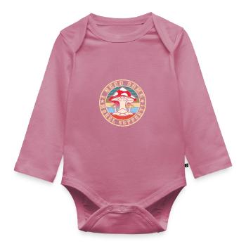 Mushroom picking - Organic Longsleeve Baby Bodysuit - mauve - Front