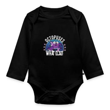 Oktopus - Baby Bio-Langarm-Body - Schwarz - Vorne