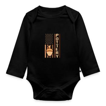 Make pottery - Organic Longsleeve Baby Bodysuit - black - Front