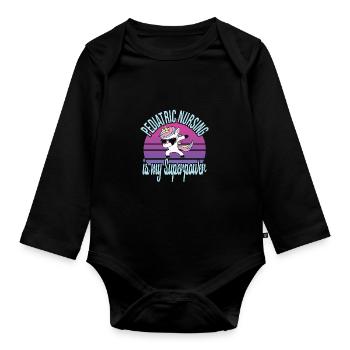 Infirmière pour enfants - Body Bébé bio manches longues - noir - Devant