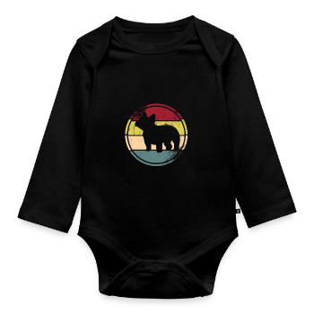 Französische Bulldogge - Baby Bio-Langarm-Body - Schwarz - Vorne