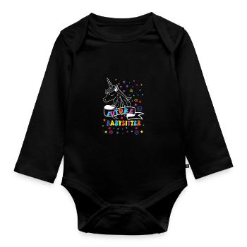 Babysitter - Organic Longsleeve Baby Bodysuit - black - Front