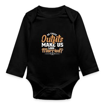 Wedding - Organic Longsleeve Baby Bodysuit - black - Front