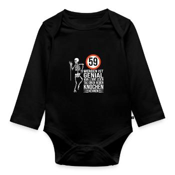 59.Geburtstag - Baby Bio-Langarm-Body - Schwarz - Vorne