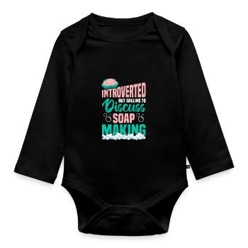 Making soap - Organic Longsleeve Baby Bodysuit - black - Front