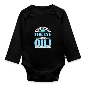 Making soap - Organic Longsleeve Baby Bodysuit - black - Front