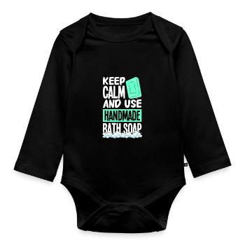 Making soap - Organic Longsleeve Baby Bodysuit - black - Front