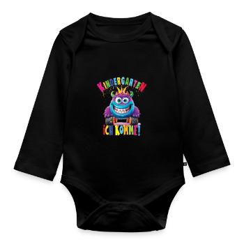 Kindergarten - Baby Bio-Langarm-Body - Schwarz - Vorne