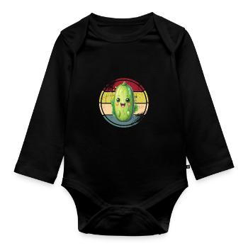 Cucumbers - Organic Longsleeve Baby Bodysuit - black - Front