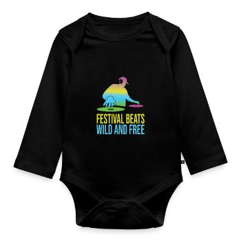 Festival - Organic Longsleeve Baby Bodysuit - black - Front