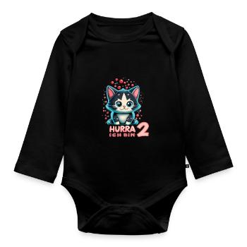 2. Geburtstag - Baby Bio-Langarm-Body - Schwarz - Vorne