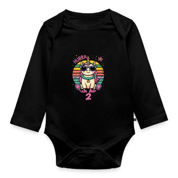 2. Geburtstag - Baby Bio-Langarm-Body - Schwarz - Vorne