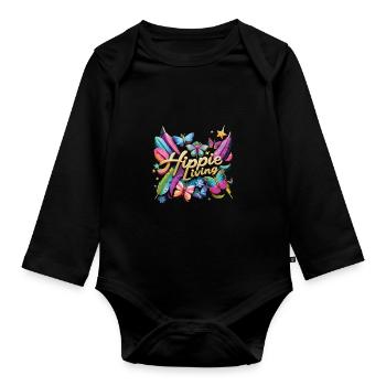 Hippie - Body Bébé bio manches longues - noir - Devant