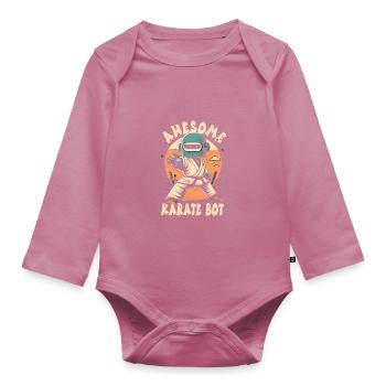 Karaté - Body Bébé bio manches longues - mauve - Devant