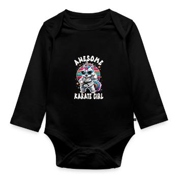 Karaté - Body Bébé bio manches longues - noir - Devant