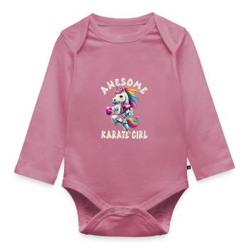 Karaté - Body Bébé bio manches longues - mauve - Devant