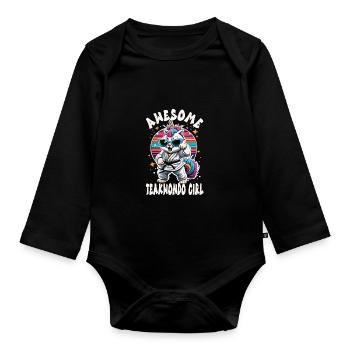 Teakwondo - Organic Longsleeve Baby Bodysuit - black - Front