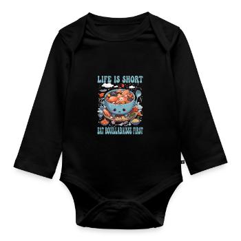 Französisches Essen - Baby Bio-Langarm-Body - Schwarz - Vorne
