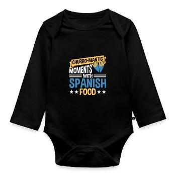 Spanish food - Organic Longsleeve Baby Bodysuit - black - Front
