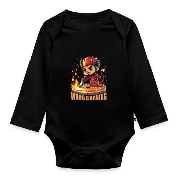 Chauffage au bois - Body Bébé bio manches longues - noir - Devant