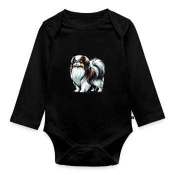 Japan Chin - Organic Longsleeve Baby Bodysuit - black - Front