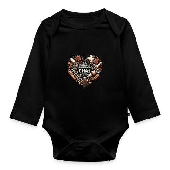 Chai - Organic Longsleeve Baby Bodysuit - black - Front