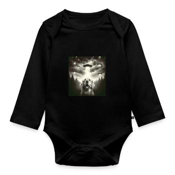 Golden Retriever - Organic Longsleeve Baby Bodysuit - black - Front