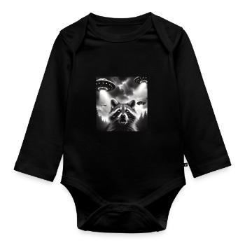 Waschbär - Baby Bio-Langarm-Body - Schwarz - Vorne