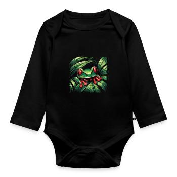 Grenouille - Body Bébé bio manches longues - noir - Devant