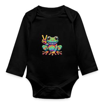 Hippie Festival - Baby Bio-Langarm-Body - Schwarz - Vorne
