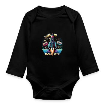 Fusée - Body Bébé bio manches longues - noir - Devant