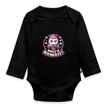 Rocket - Organic Longsleeve Baby Bodysuit - black - Front