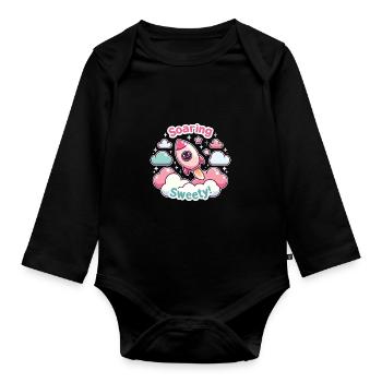 Fusée - Body Bébé bio manches longues - noir - Devant