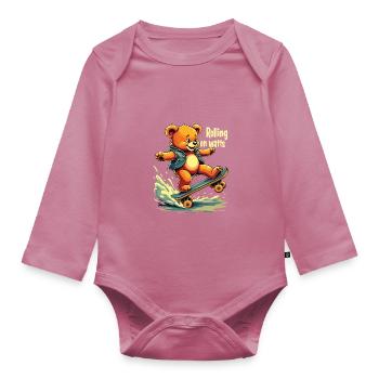E Skateboard - Baby Bio-Langarm-Body - Mauve - Vorne