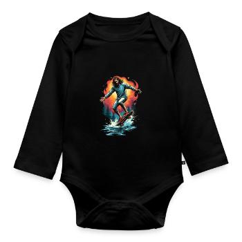 E Skateboard - Organic Longsleeve Baby Bodysuit - black - Front