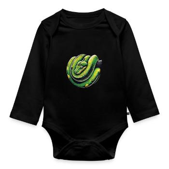 Snake - Organic Longsleeve Baby Bodysuit - black - Front