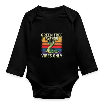 Snake - Organic Longsleeve Baby Bodysuit - black - Front