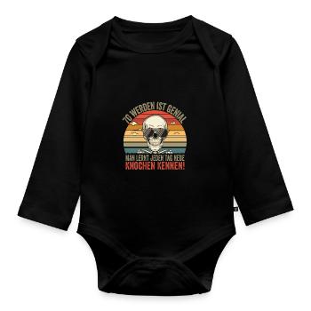 70th Birthday - Organic Longsleeve Baby Bodysuit - black - Front