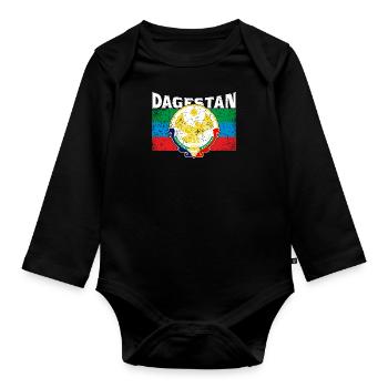 Dagestan Kaukasus Flagge Adler Region Reise - Baby Bio-Langarm-Body - Schwarz - Vorne