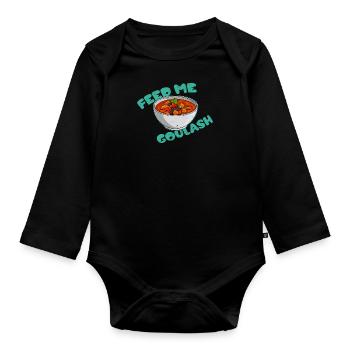 Gulasch Fleischgericht Suppe Ungarn National - Baby Bio-Langarm-Body - Schwarz - Vorne