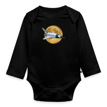 Buran Sowjetunion UdSSR Rakete Raumflugzeug - Baby Bio-Langarm-Body - Schwarz - Vorne