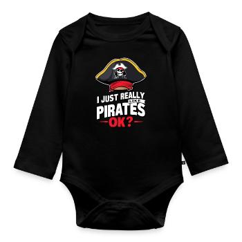 Pirate Pirate Carnaval Halloween - Body Bébé bio manches longues - noir - Devant
