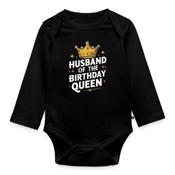 Husband, Spouse, Family, Wedding - Organic Longsleeve Baby Bodysuit - black - Front