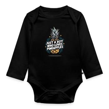 Ananas Fruit tropical hawaïen - Body Bébé bio manches longues - noir - Devant