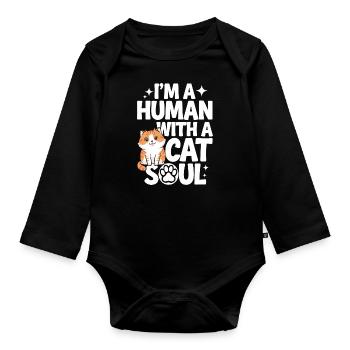 Chat Chats Amoureux Chat Propriétaire Chaton - Body Bébé bio manches longues - noir - Devant